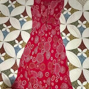 Vintage 90s Y2K Signature by Robbie Bee 100% silk red and white flowy maxi dress